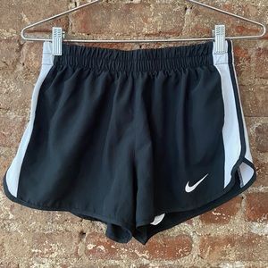 Nike black and white running shorts with built in briefs size small